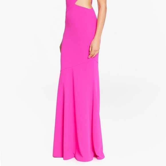BETSY & ADAM One-Shoulder Side-Cutout Gown Pink Size 4 - Picture 6 of 6